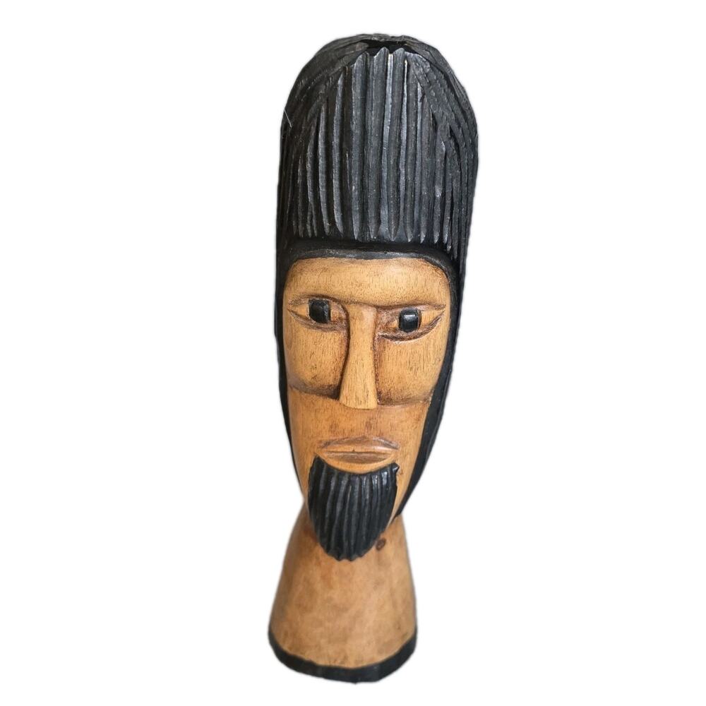 Handcrafted Wooden‎ African Male Bust 7in Tall